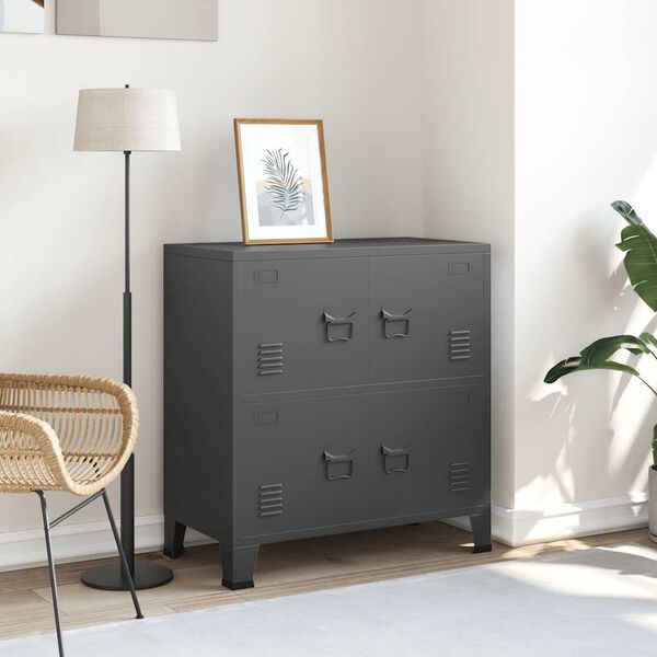 vidaXL Industriell oppbevaringskiste antrasitt 75x40x80 cm stål