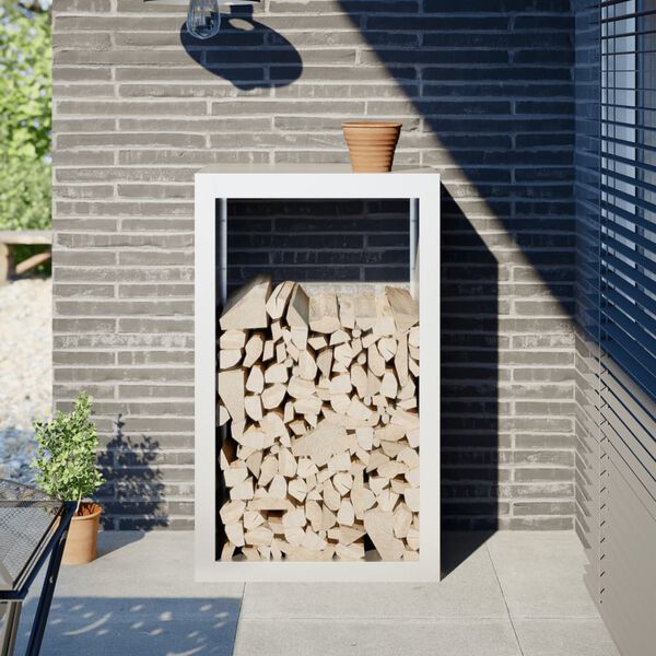 vidaXL Vedstativ hvit 60x40x100 cm st&aring;l