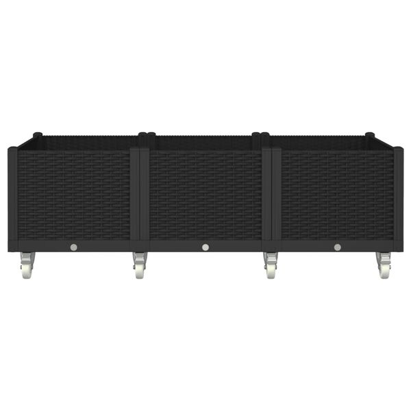 vidaXL Plantekasse med hjul svart 150x80x54 cm PP