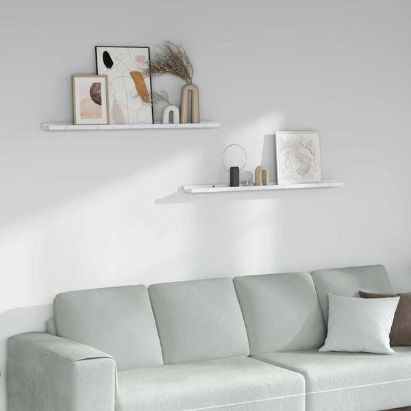 vidaXL Vegghylle 2 pcs Hvit marmor 100 x 9 x 3 cm Konstruert tre