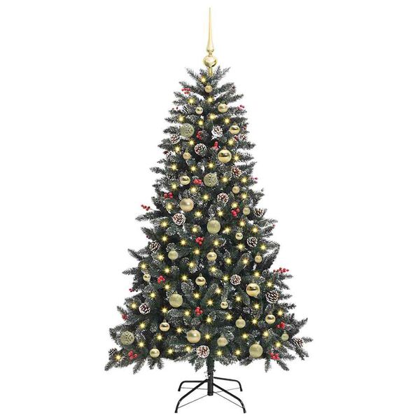 vidaXL Kunstig juletre med 150 LED gr&oslash;nn 150 cm PVC og plast og st&aring;l