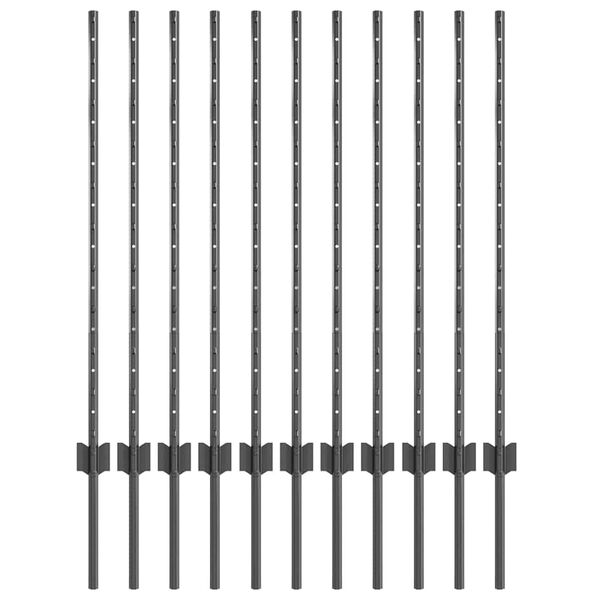vidaXL Gjerdep&aring;le 11 pcs Gr&aring; 100 cm St&aring;l