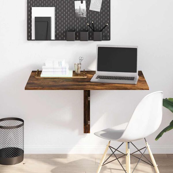 vidaXL Sammenleggbart veggbord røkt eik 100x60x56 cm konstruert tre