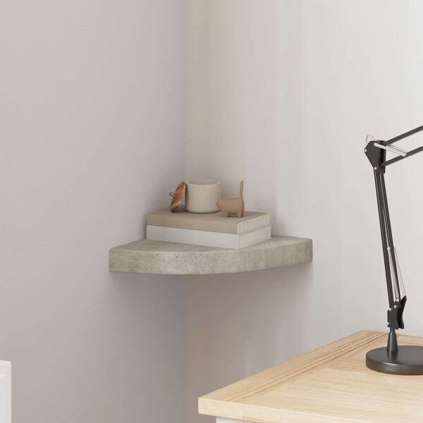 vidaXL Hj&oslash;rnehylle vegghengt betonggr&aring; 25x25x3,8 cm MDF