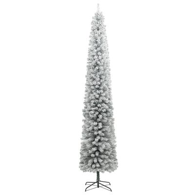 vidaXL Slankt juletre med 300 LED flokket snø slankt 270 cm