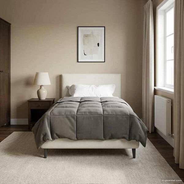 vidaXL Full &aring;r dyne Quilted Lysegr&aring; 140 x 220 cm Mikrofiber