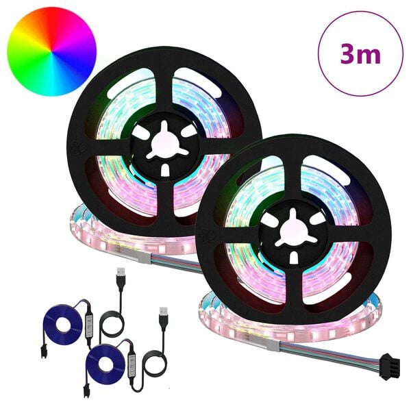 vidaXL LED Stripe 4 pcs Svart og gjennomsiktig 75 x 0,8 x 0,3 cm