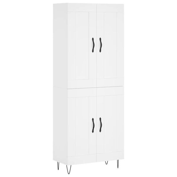 vidaXL Highboard hvit 69,5x34x180 cm konstruert tre