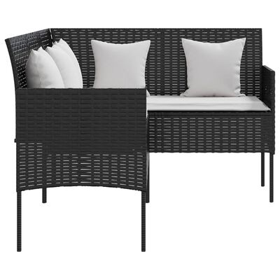 vidaXL Sofa L-formet med puter polyrotting svart