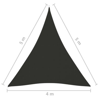 vidaXL Solseil oxfordstoff trekantet 4x5x5 m antrasitt