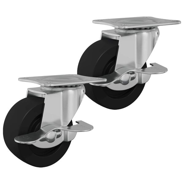 vidaXL Hjul 2 pcs Svart og s&oslash;lv 63 x 48 x 46 mm Jern og nylon