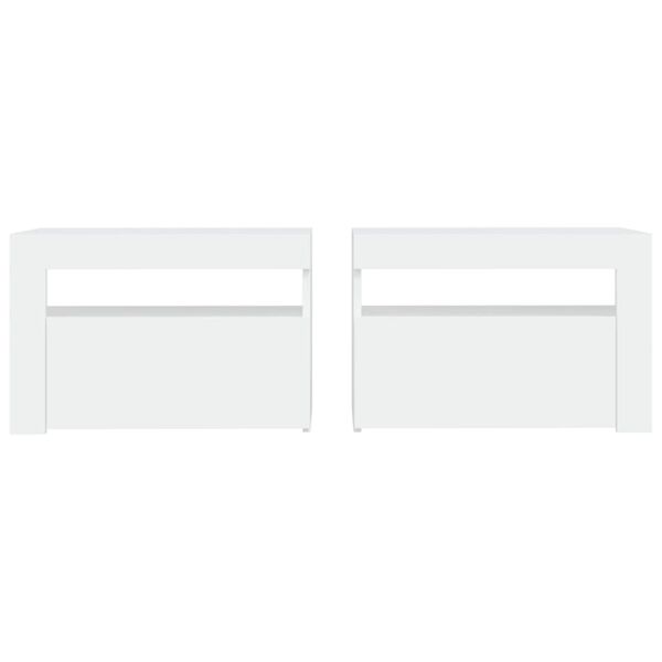 vidaXL Nattbord med LED 2 stk hvit 60x35x40 cm