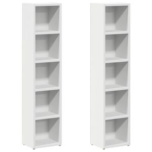vidaXL CD-skap 2 stk hvit 21x16x93,5 cm sponplate