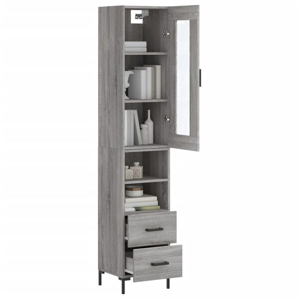 vidaXL Highboard gr&aring; sonoma 34,5x34x180 cm konstruert tre