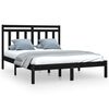 vidaXL Sengeramme svart heltre 140x190 cm