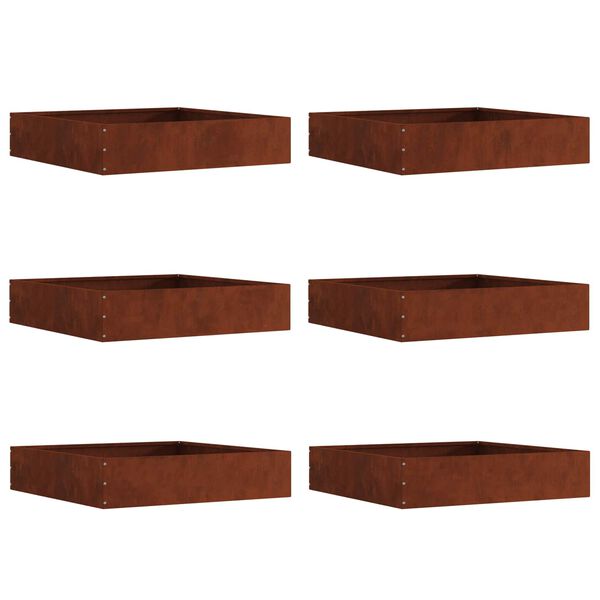 vidaXL Gjerdekant 6 pcs Rusten 60 x 60 x 13 cm Cortenst&aring;l