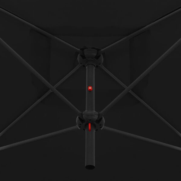 vidaXL Dobbel parasoll med st&aring;lstang 250x250 cm svart