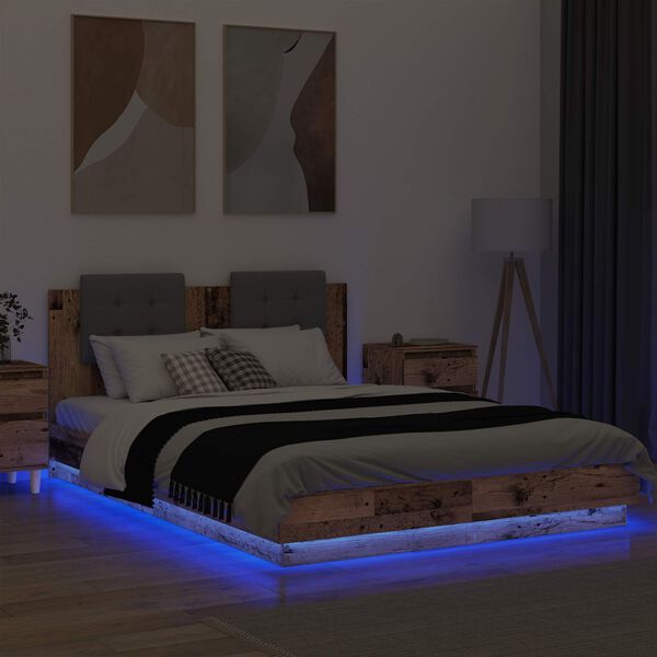 vidaXL Sengestamme med hodegatt Gamle tre 150 x 200 cm Konstruert tre