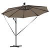 vidaXL Kantilever bananparasol Gråbrun 294 x 294 x 248 cm