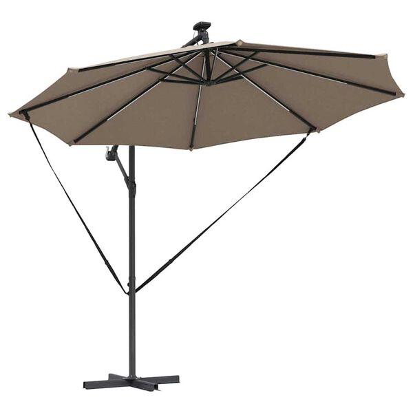 vidaXL Kantilever bananparasol Gråbrun 294 x 294 x 248 cm