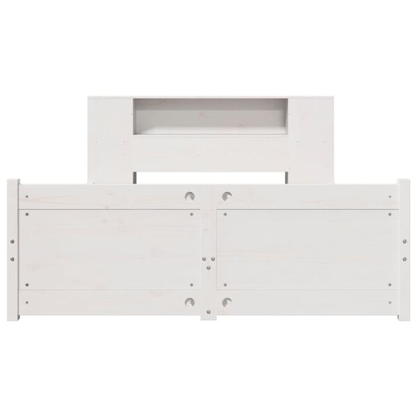 vidaXL Seng med bokhylle uten madrass hvit 140x200 cm heltre furu