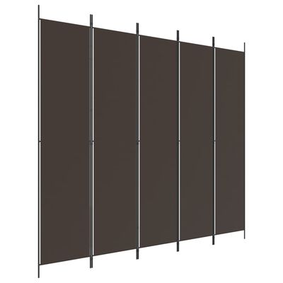 vidaXL Romdeler 5 paneler brun 250x220 cm stoff