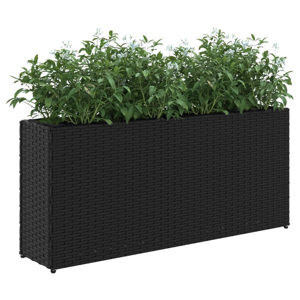 vidaXL Plantekasse med 2 potter svart 90x20x40 cm polyrotting