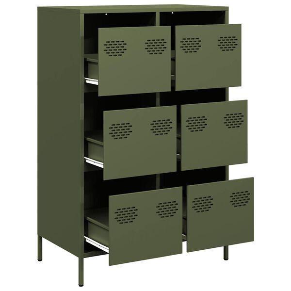 vidaXL Highboard olivengrønn 68x39x101,5 cm stål
