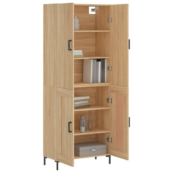 vidaXL Highboard sonoma eik 69,5x34x180 cm konstruert tre