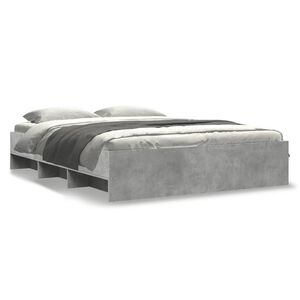 vidaXL Sengeramme uten madrass betonggr&aring; 160x200 cm konstruert tre