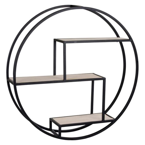 House Nordic Vegghylle Isa rund svart og naturlig