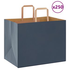 vidaXL Papirposer 250 stk med h&aring;ndtak bl&aring; 32x22x24 cm