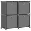 vidaXL Displayhylle med 4 kuber og bokser gr&aring; 69x30x72,5 cm stoff
