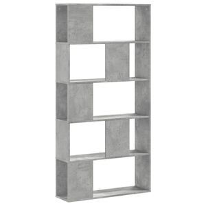 vidaXL Bokhylle 5 etasjer betonggr&aring; 80,5x23,5x162,5 cm konstruert tre