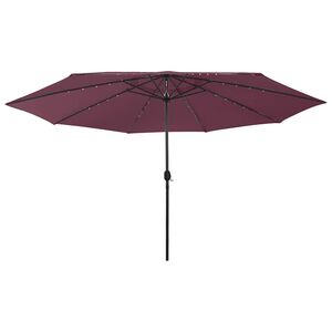 vidaXL Hageparasoll med LED-lys 400 cm vinr&oslash;d