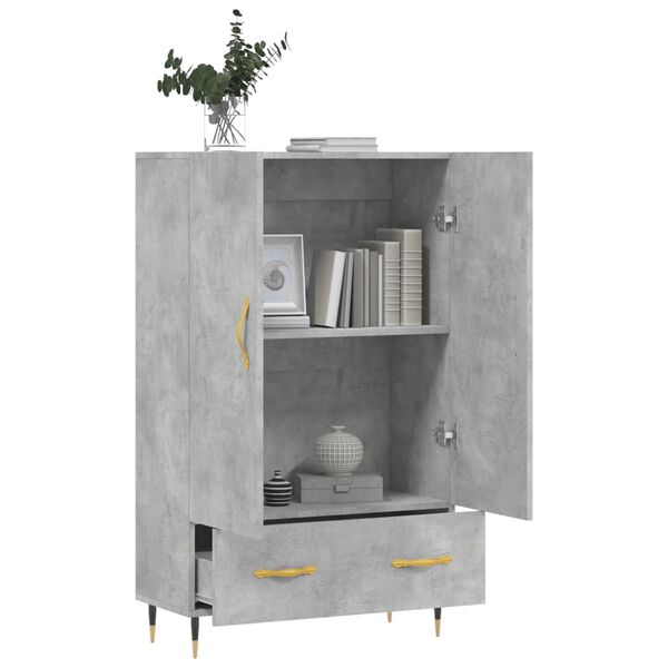 vidaXL Highboard betonggr&aring; 69,5x31x115 cm konstruert tre