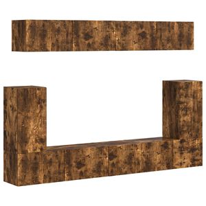 vidaXL TV-benksett Veggmontert 5 pcs R&oslash;kt eik Konstruert tre