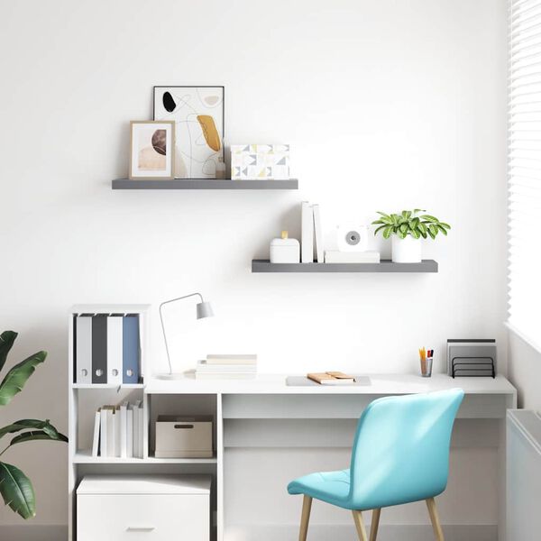 vidaXL Flytende vegghyller 2 stk gr&aring; 80x23,5x3,8 cm MDF