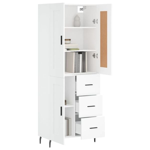 vidaXL Highboard hvit 69,5x34x180 cm konstruert tre