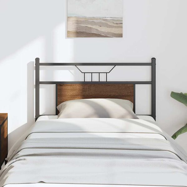 vidaXL Utskiftbar sengegavl brun eik 80 cm konstruert tre og st&aring;l