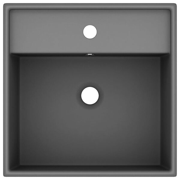 vidaXL Luksuriøs servant overløp firkantet mørkegrå 41x41 cm keramisk