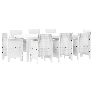 vidaXL Hage Spisegruppe 9 stk. Hvit Polypropen