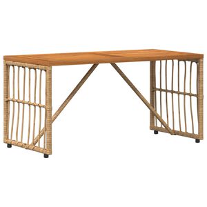 vidaXL Utebord Naturlig 80 x 40 x 40 cm St&aring;l og Poly Rattan