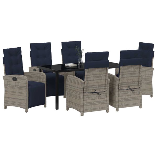 vidaXL Hage Spisegruppe med pute 7 pcs Gr&aring; polyrotting