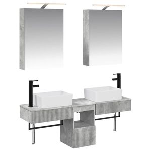 vidaXL Baderomsskapsett 5 pcs Betonggr&aring; 50 x 14,5 x 70 cm