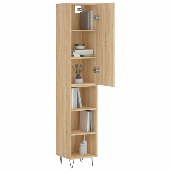 vidaXL Highboard sonoma eik 34,5x34x180 cm konstruert tre