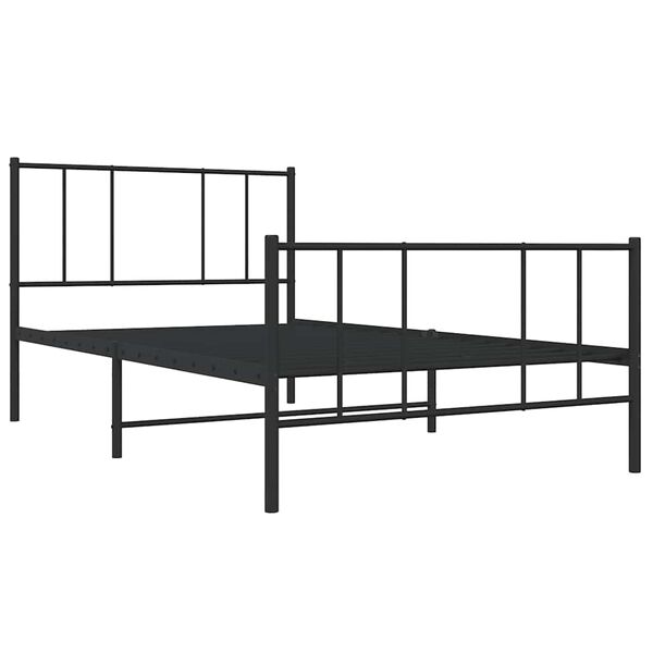 vidaXL Sengeramme i metall med hode- og fotgavl svart 75x190 cm