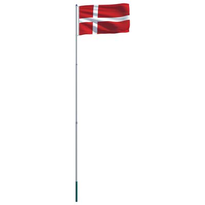 vidaXL Dansk flagg og stang aluminium 6 m