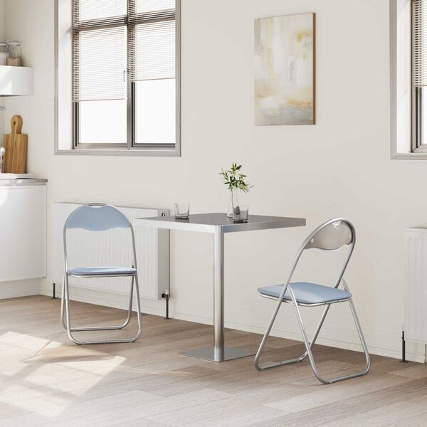 vidaXL Sammenleggbart stol 2 pcs Gr&aring; 48 x 43,5 x 81 cm Kunstl&aelig;r