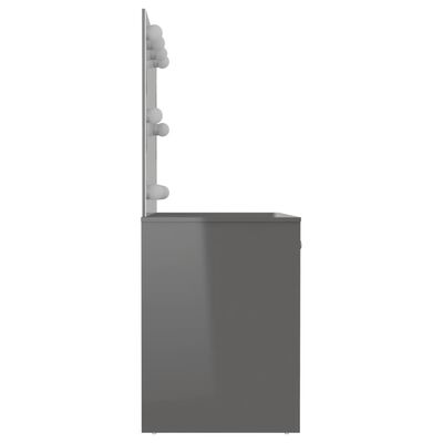 vidaXL Sminkebord med LED-lys 110x55x145 cm MDF blank grå